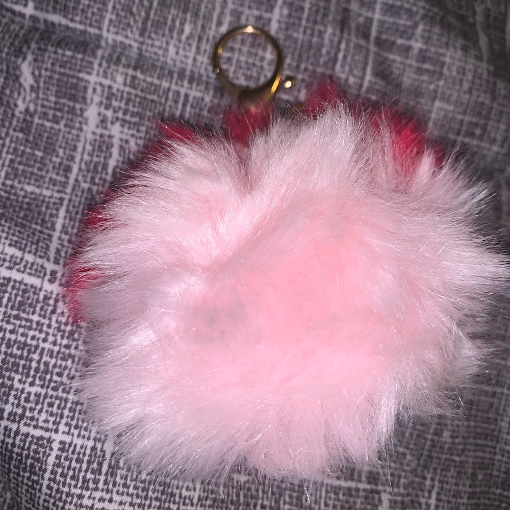 Pink fur two tone key chain